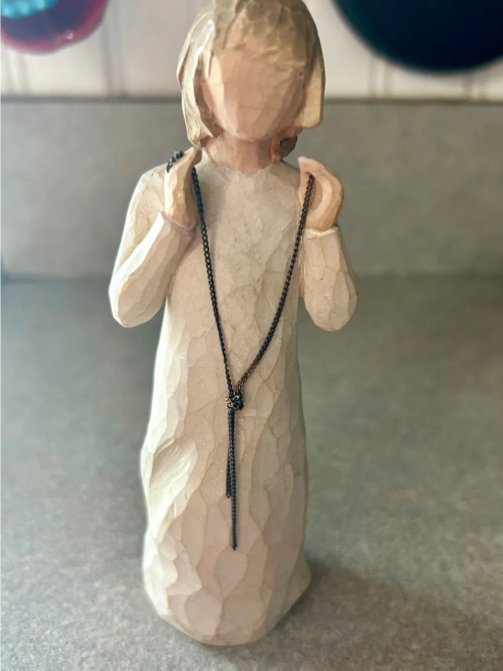 Willow Tree “Truly Golden”figurine with dark silver necklace